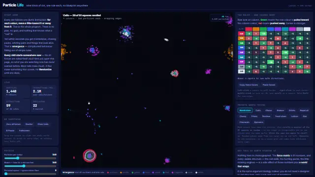 Screenshot of Particle Life — Nine Rules, No Blueprint